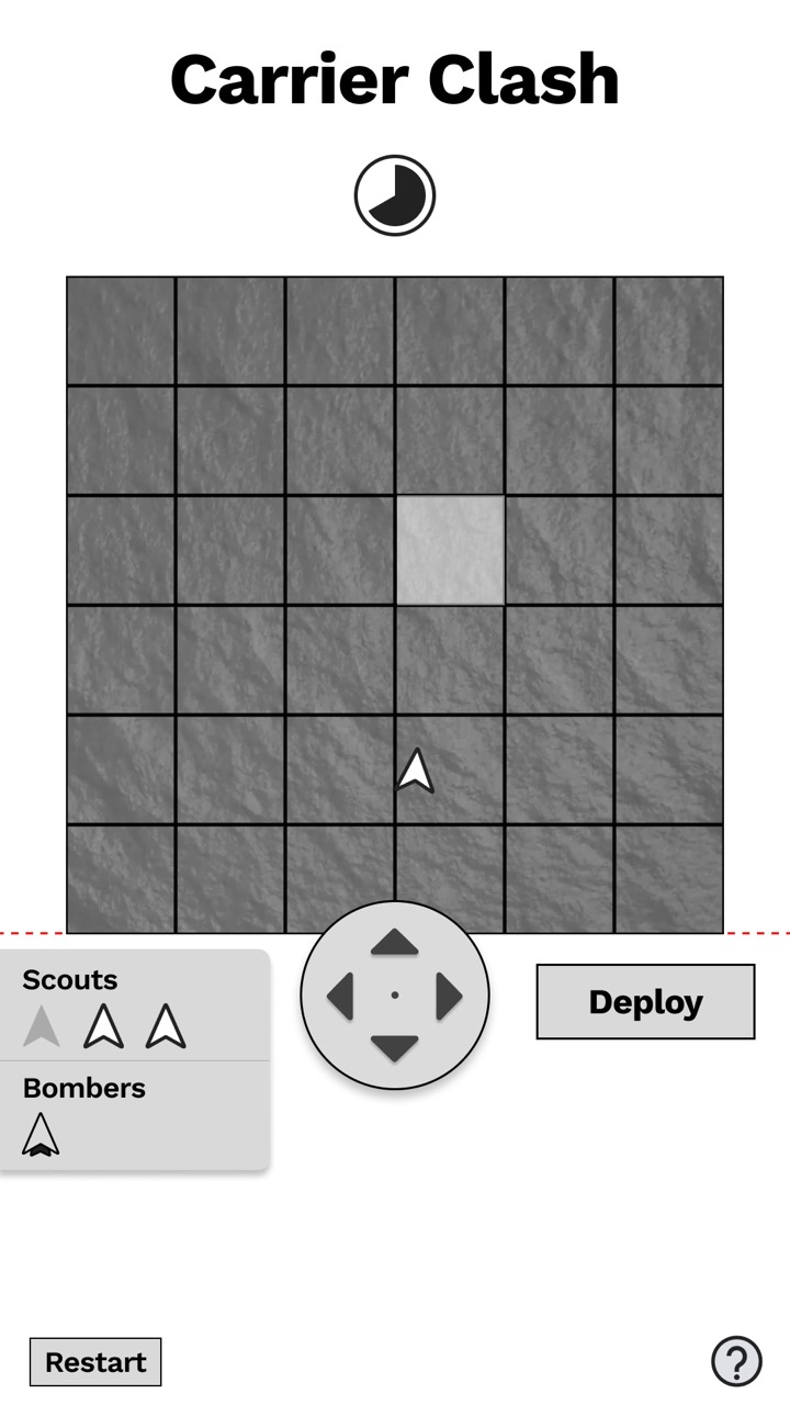 Carrier Clash v2.1 — monochrome grid with Scouts and Bombers only