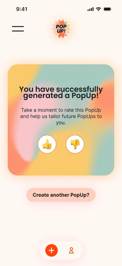 MVP 1A rating screen shown right after generating